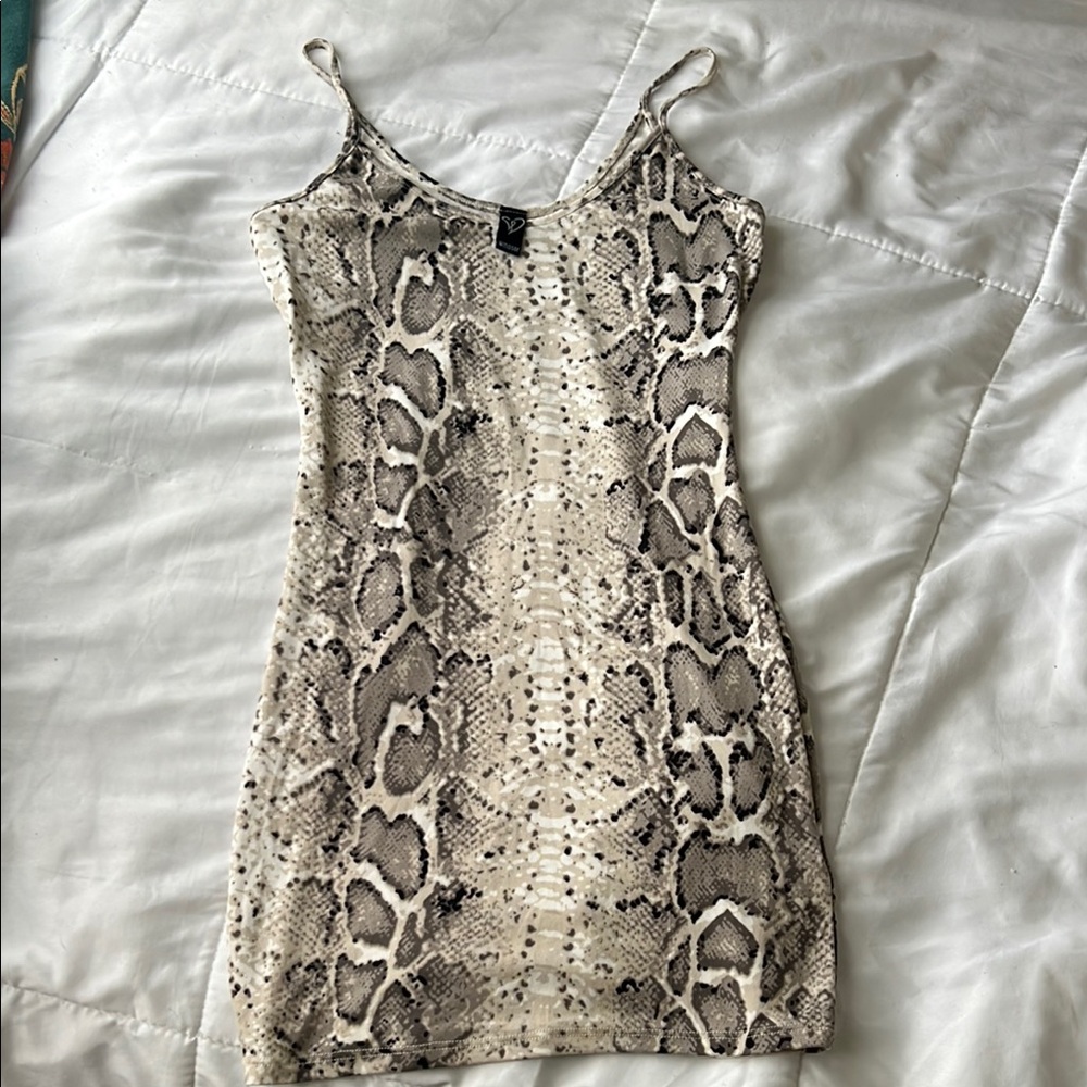 Windsor Snake Print Mini Dress - Black and Cream